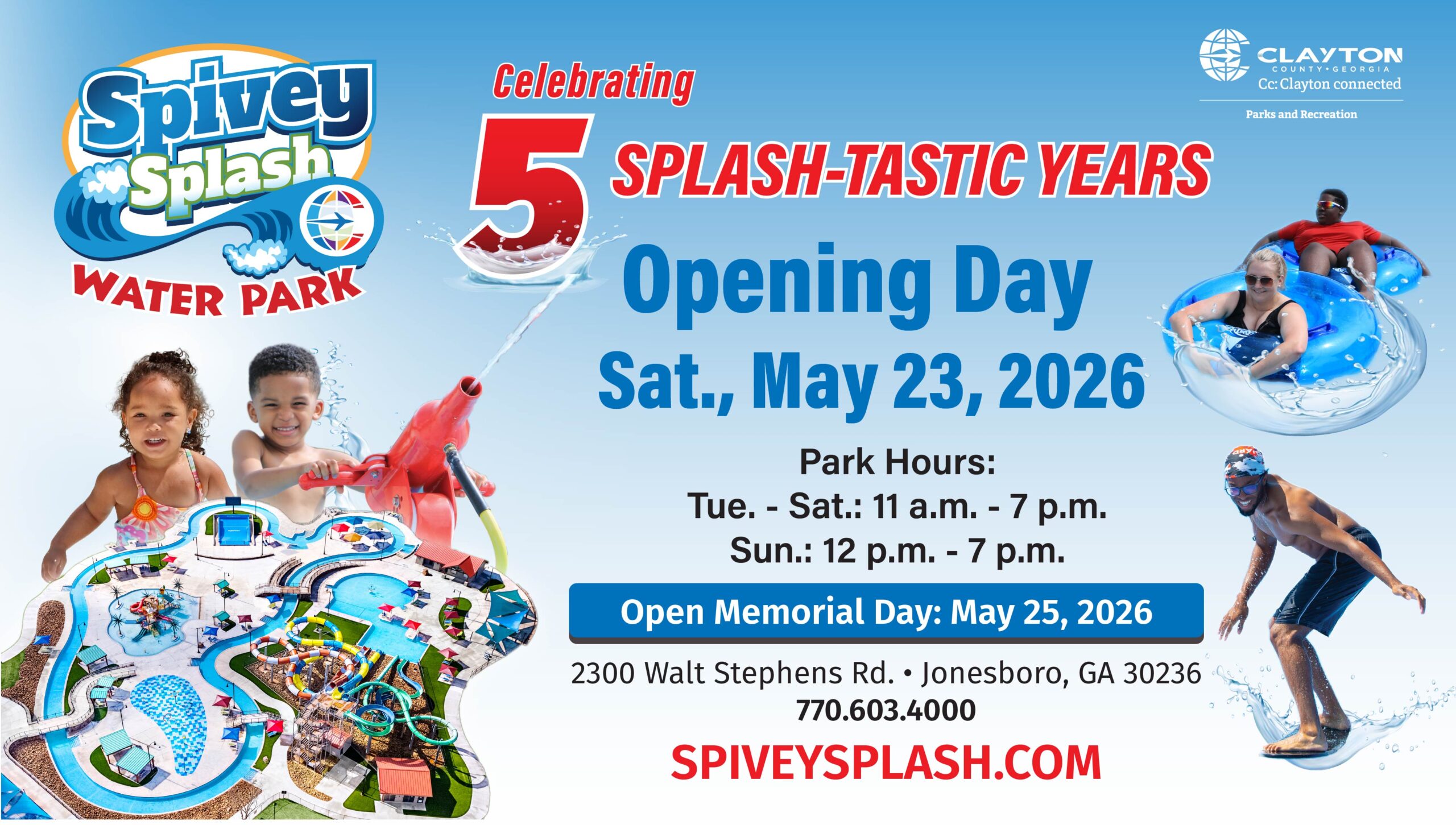 Spivey Splash opening day graphic